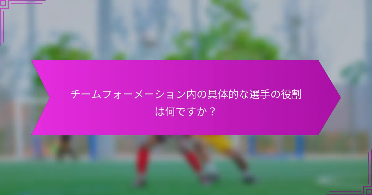 チームフォーメーション内の具体的な選手の役割は何ですか？