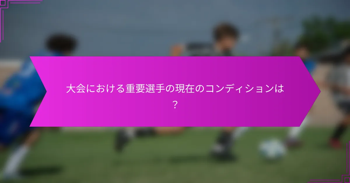 大会における重要選手の現在のコンディションは？