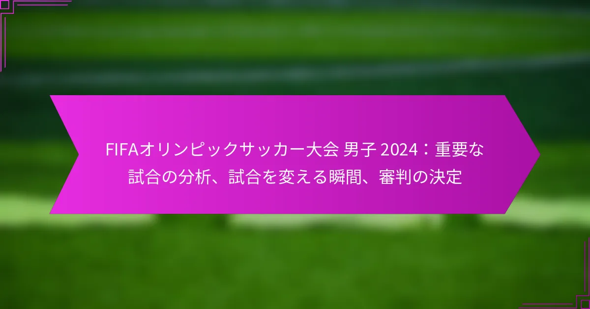 FIFAオリンピックサッカー大会 男子 2024：重要な試合の分析、試合を変える瞬間、審判の決定