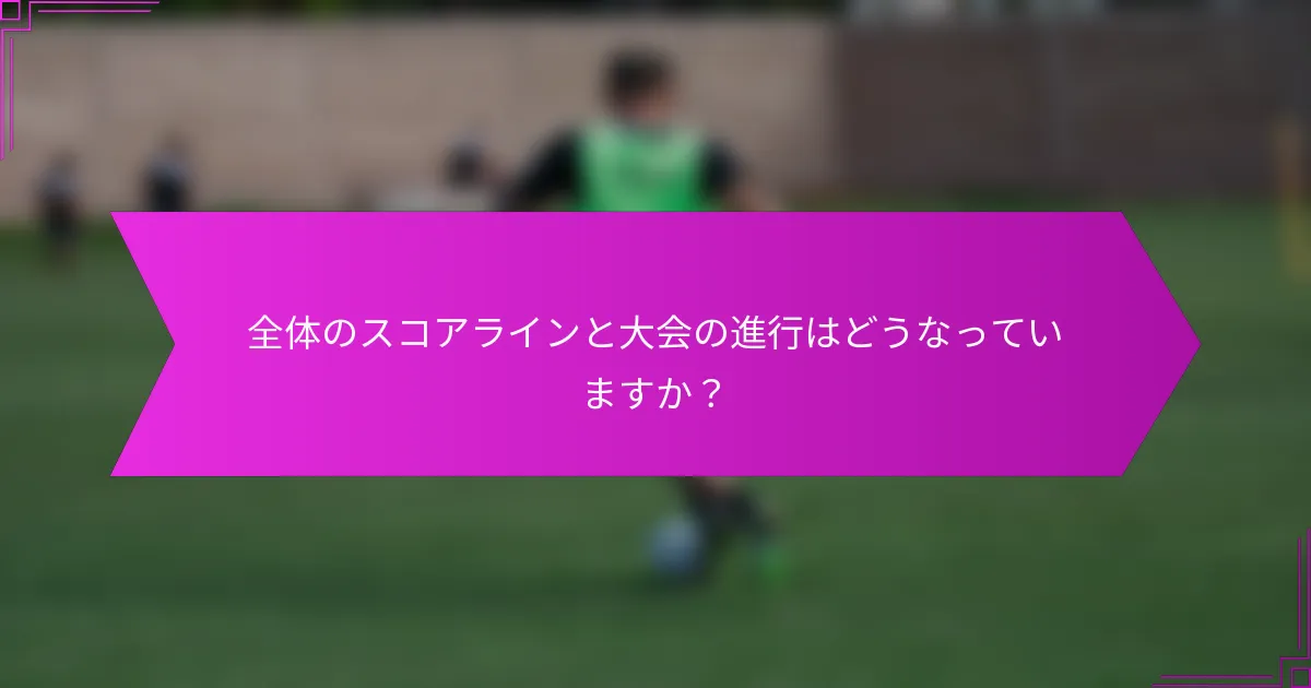 全体のスコアラインと大会の進行はどうなっていますか？